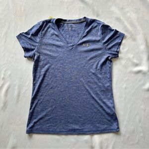 NWT Medium Under Armour Blue Tshirt Athletic Logo Gym Casual Sport V Neck